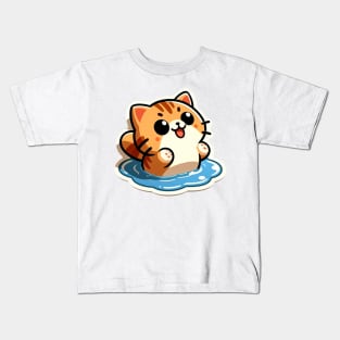 kitty in a puddle Kids T-Shirt